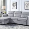 Ivy - Velvet Reversible Sleeper Sectional Sofa With Storage Chaise And Side Pocket - Light Gray - Image 4