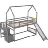 Twin Over Twin House Bunk Bed With Convertible Slide, Storage Staircase Can Be Placed Left Or Right - Gray - Image 12