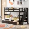 Stairway Twin Over Twin Bunk Bed With Three Drawers For Bedroom - Espresso - Image 12