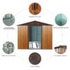 Outdoor Metal Storage Shed With Metal Floor Base - Coffee - Image 8