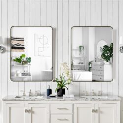 Wall Mirror Rectangular Mirror Metal Framed Mirror Vanity Mirror Dressing Mirror, For Bathroom, Living Room, Bedroom - Black