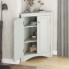 Triangle Bathroom Storage Cabinet With Adjustable Shelves, Freestanding Floor Cabinet For Home Kitchen - Gray - Image 3