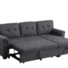 Lucca - Linen Reversible Sleeper Sectional Sofa With Storage Chaise - Dark Gray - Image 7