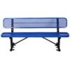 6' Outdoor Steel Bench With Backrest - Blue - Image 10