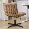 Armless Office Desk Chair No Wheels - Brown - Image 21