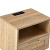 15.75" Rattan End Table With Power Outlet & USB Ports, Modern Nightstand With Drawer And Solid Wood Legs, Side Table For Living Room, Bedroom - Natural - Image 16
