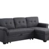 Lucca - Linen Reversible Sleeper Sectional Sofa With Storage Chaise - Dark Gray - Image 3