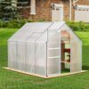 Walk-In Polycarbonate Greenhouse With Roof Vent, Sliding Doors, Hobby Hot House For Outdoor Garden Backyard - Silver - Image 2