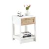 15.75" Rattan End Table With Drawer, Modern Nightstand, Side Table For Living Room, Bedroom - White - Image 6