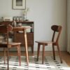 Simple Dining Chair, Solid Chair Table For Living Room Chair - Dark Natural - Image 12