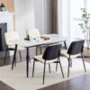Dining Chairs Mid-Century Modern Retro Faux Leather Chair With Walnut Bentwood Back Upholstered Seat Metal Legs Adjustable Foot For Kitchen Dining Room Chairs (Set of 2) - Beige - Image 18