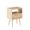 15.75" Rattan End Table With Drawer And Solid Wood Legs, Modern Nightstand, Side Table For Living Room, Bedroom - Natural - Image 8