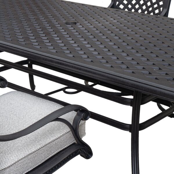 Stylish Outdoor 7 Piece Aluminum Dining Set With Cushion, Swivel And Rocking Chairs - Sandstorm