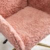 Office Chair, Artificial Rabbit Hair Home Office Chair With Golden Metal Base, Adjustable Desk Chair Swivel Office Chair, Vanity Chair - Pink - Image 10