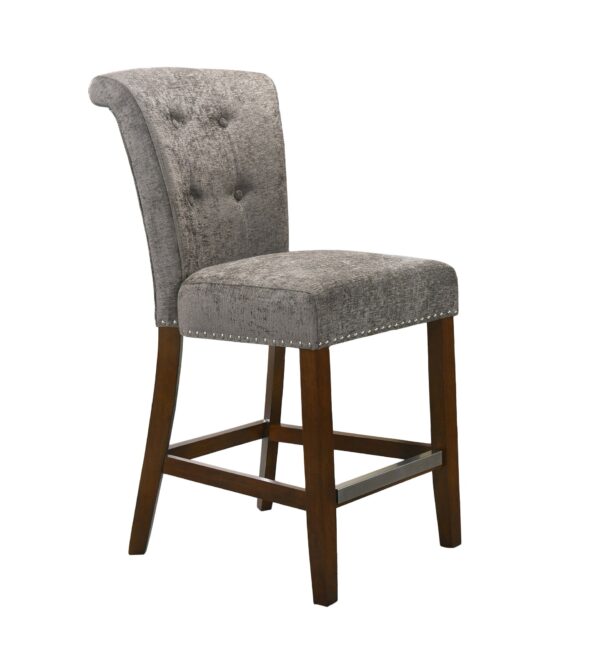 Auggie - Fabric Counter Height Chair With Nailhead Trim - Gray
