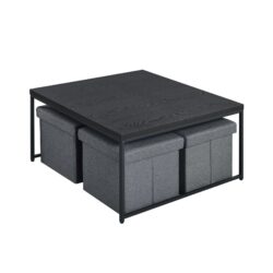 Caitlin - Wood Grain 5 Piece Coffee Table (Set of 5) - Black