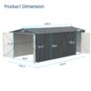 Outdoor Storage Shed, Metal Garden Shed Backyard Utility Tool House Building With 2 Doors And 4 Vents For Car, Truck, Bike, Garbage Can, Tool, Lawnmower - Dark Gray - Image 9