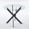 5 Pieces Dining Set, Table Metal Leg Mid-Century Dining Table For 4 - 6 People With Glass Table Top, Pedestal Dining Table, End Table Leisure Coffee Table - Beige / Black - Image 7