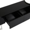 Modern Extendable TV Stand For TVs Up To 75", Entertainment Center Media Console With 3 Drawers, Metal Adjustable Legs For Living Room - Black White - Image 21