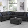 Leo - 7 Piece Modular L-Shape Sectional Sofa And Ottoman - Dark Gray - Image 9