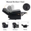 3 Pieces Recliner Sofa Sets Home Theater Seating Manual Recliner Chair With Center Console And Led Light Strip For Living Room - Black - Image 5