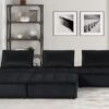 Anna - Velvet 5 Piece Sectional Sofa Ottoman - Black - Image 7