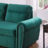 Ashton - Velvet Fabric Reversible Sleeper Sectional Sofa Chaise - Green - Image 7