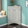 Triangle Bathroom Storage Cabinet With Adjustable Shelves, Freestanding Floor Cabinet For Home Kitchen - Gray - Image 6