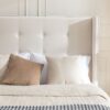 Peyton - King Bed Upholstered With High Headboard, Traditional Hand Buttoned Tufting - Ivory Velvet - Image 3