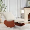 Modern Rocking Chair Recliner, Comfy Rocker Nursery Chair With Footrest, Accent Reading Chair, Upholstered Lounge Chair For Relaxing, Resting, Soft Padded Rocker For Indoor Living Room Bedroom - Orange - Image 18