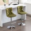 Swivel Velvet Barstools Adjusatble Seat Height From 25-33", Modern Upholstered Chrome Base Bar Stools With Backs Comfortable Tufted For Home Pub And Kitchen Island (Set of 2), 1712Ol - Olive Green - Image 19