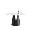 53.15" Modern Artificial Stone Round Carbon Steel Base Dining Table, Can Accommodate 6 People - White / Black - Image 9