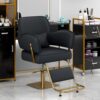 Elegant Barber Chair, Salon Chair For Hair Stylis, With Heavy Duty Hydraulic Pump Adjustable Barber Chair For Beauty Salon Spa Equipment - Golden / Black - Image 2