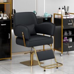 Elegant Barber Chair, Salon Chair For Hair Stylis, With Heavy Duty Hydraulic Pump Adjustable Barber Chair For Beauty Salon Spa Equipment - Golden / Black