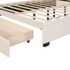 Queen Size Storage Upholstered Platform Bed With Wingback Headboard And A Big Drawer - Beige - Image 8