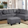 Sectional Sofa Set For Living Room With Right Hand Chaise Lounge And Storage Ottoman - Gray - Image 2