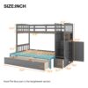 Twin Over Full / Twin Bunk Bed, Convertible Bottom Bed, Storage Shelves And Drawers - Gray - Image 20
