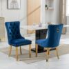 Nikki - Modern, High-End Tufted Solid Wood Contemporary Velvet Upholstered Dining Chair With Golden Stainless Steel Plating Legs, Nailhead Trim (Set of 2) - Blue / Gold - Image 13