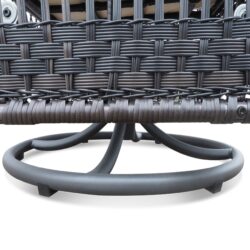 3 Piece Conversation Set, Outdoor Wicker Rocker Swivel Patio Bistro Set, Rocking Chair With Glass Top Side Table - Khaki / Brown