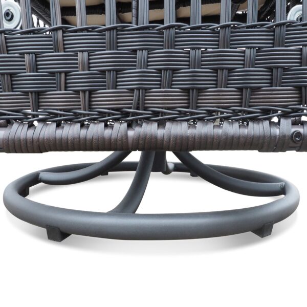 3 Piece Conversation Set, Outdoor Wicker Rocker Swivel Patio Bistro Set, Rocking Chair With Glass Top Side Table - Khaki / Brown