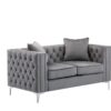 Lorreto - Velvet Fabric Sofa, Loveseat Living Room (Set of 2) - Gray - Image 4