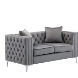 Lorreto - Velvet Loveseat - Gray