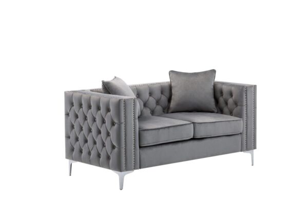 Lorreto - Velvet Loveseat - Gray