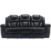 3 Pieces Recliner Sofa Sets Home Theater Seating Manual Recliner Chair With Center Console And Led Light Strip For Living Room - Black - Image 12