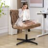 Armless Office Desk Chair No Wheels - Brown - Image 7