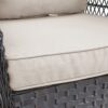 3 Piece Conversation Set, Outdoor Wicker Rocker Swivel Patio Bistro Set, Rocking Chair With Glass Top Side Table - Khaki / Brown - Image 3