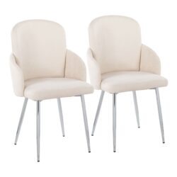 Dahlia - Contemporary Dining Chair (Set of 2) - Cream / Chrome