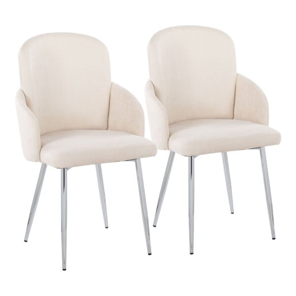Dahlia - Contemporary Dining Chair (Set of 2) - Cream / Chrome