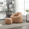 Bedding Bean Bag Sofa Chair High Pressure Foam Bean Bag Chair Adult Material With Padded Foam Padding Compressed Bean Bag With Footrest - Tan - Image 2