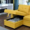 Lucca - Linen Reversible Sleeper Sectional Sofa With Storage Chaise - Yellow - Image 6